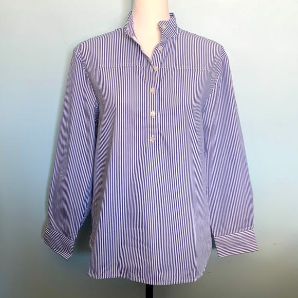 J. Crew Tops - NWT J. Crew Blue Striped Popover Shirt Size 4